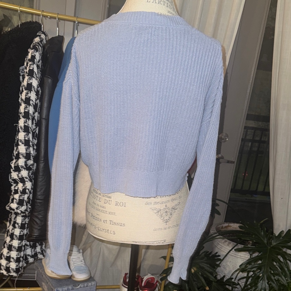 Aeropostale V-Neck Light Blue Women's Sweater Longsleeve knit top XS - Picture 3 of 7